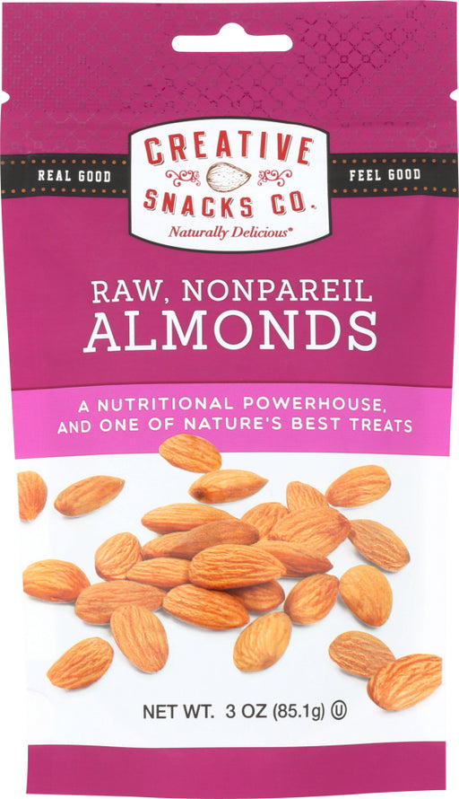 CREATIVE SNACK: Raw Nonpareil Almonds Nuts, 3 oz - No Brand For Less 