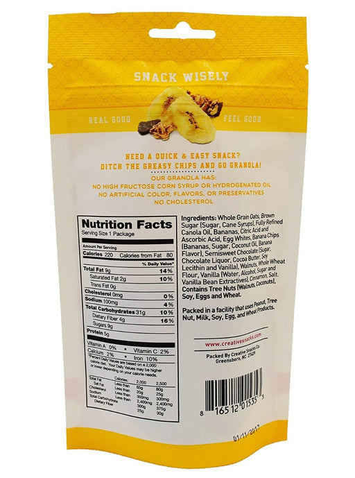 CREATIVE SNACK: Chocolate Banana Nut Granola, 2 oz - No Brand For Less 