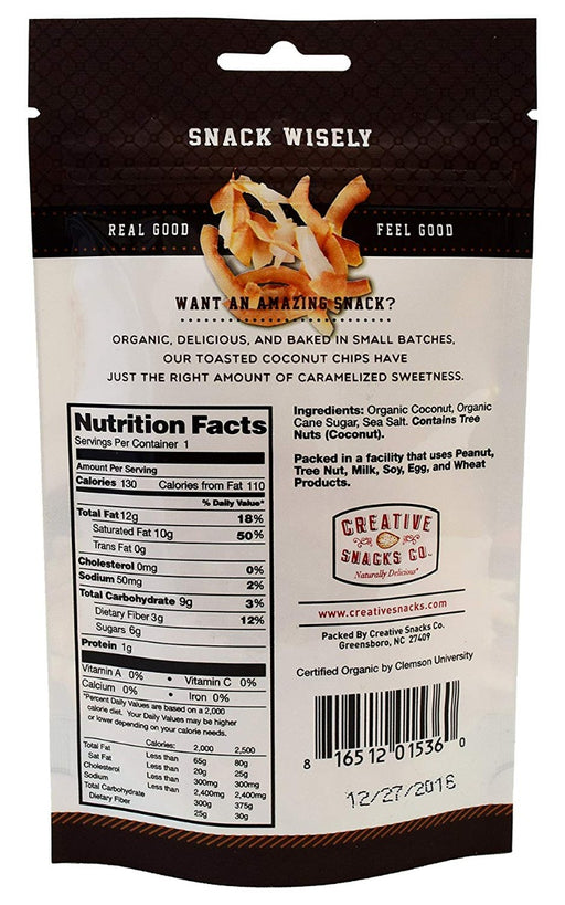 CREATIVE SNACK: Organic Toasted Coconut Chips, 1 oz - No Brand For Less 