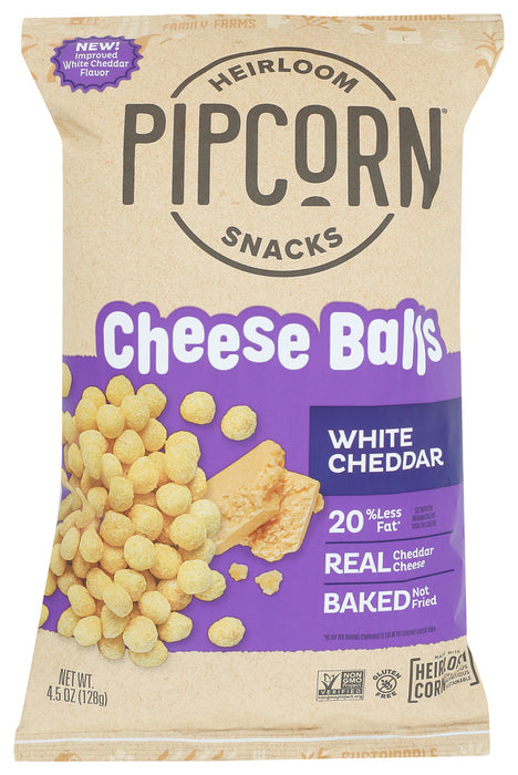 PIPCORN: Cheese Balls White Chddr, 4.5 oz