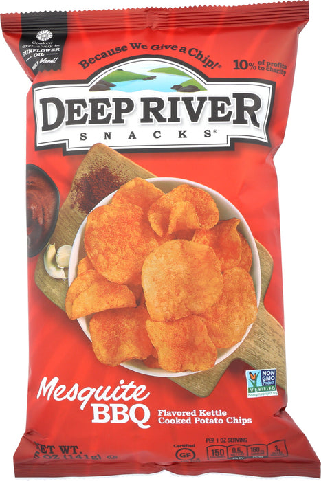 DEEP RIVER: Kettle Cooked Potato Chips Mesquite BBQ, 5 oz