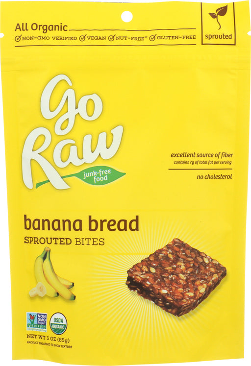 GO RAW: Sprouted Bites Banana Bread Organic, 3 oz - No Brand For Less 