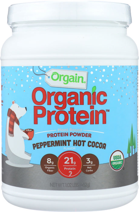 ORGAIN: Plant Based Powder Peppermint Hot Chocolate, 1.02 lb