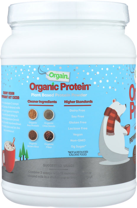 ORGAIN: Plant Based Powder Peppermint Hot Chocolate, 1.02 lb