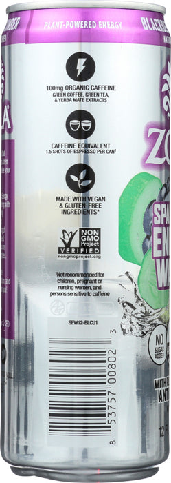 ZOLA: Sparkling Energy Water Blackberry Cucumber, 12 fl oz