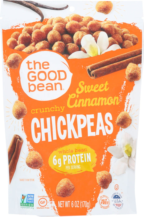 THE GOOD BEAN: Chickpea Snack Sweet Cinnamon, 6 oz