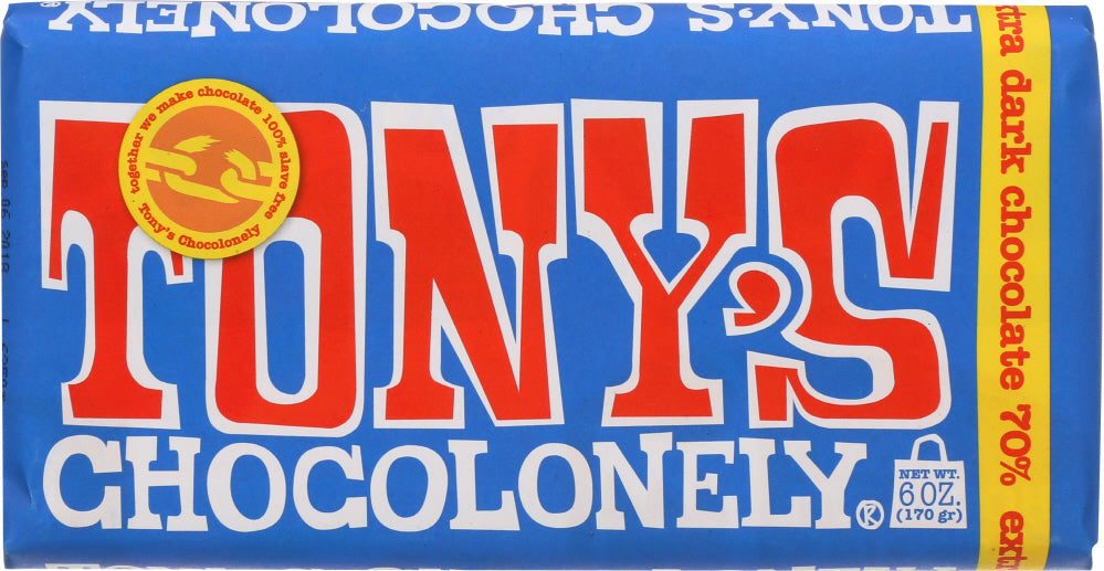 TONYS CHOCOLONEY: Dark Chocolate Bar 70%, 6 oz