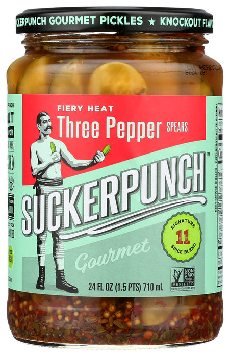 SUCKERPUNCH: Pickle Spears 3Pepper Fire, 24 oz