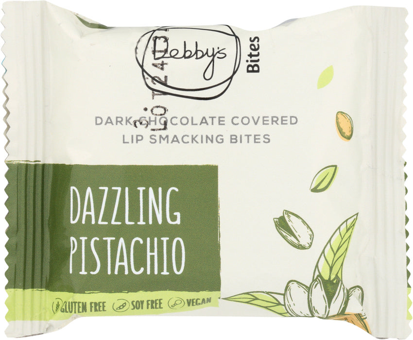 DEBBYS: Dark Chocolate Covered Bites Dazzling Pistachio, 1.3 oz