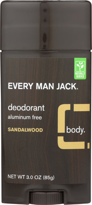 EVERY MAN JACK: Sandalwood Deodorant Stick, 3 oz - No Brand For Less 