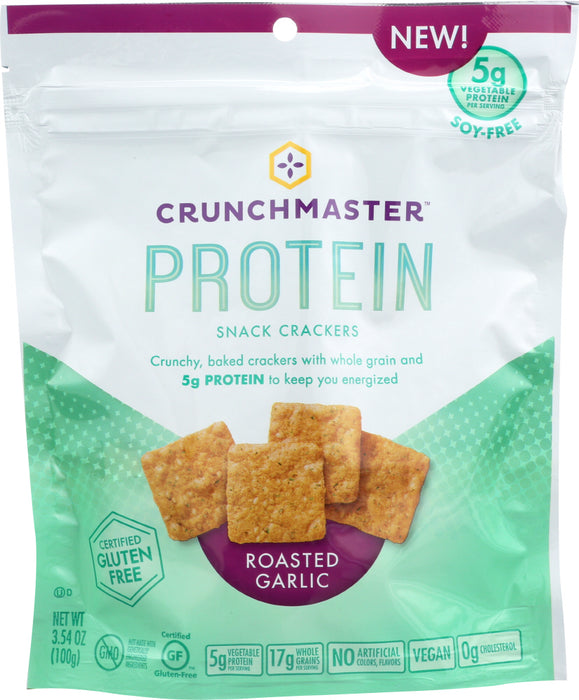 CRUNCHMASTER: Cracker Protein Roasted Garlic, 3.54 oz - No Brand For Less 