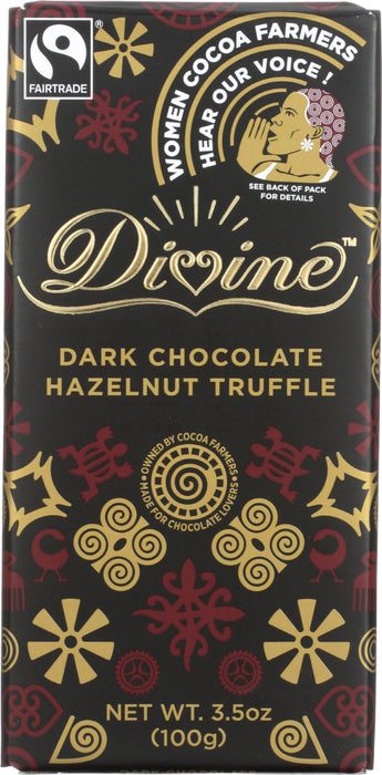 DIVINE CHOCOLATE: Dark Chocolate Hazelnut Truffle, 3.5 oz - No Brand For Less 