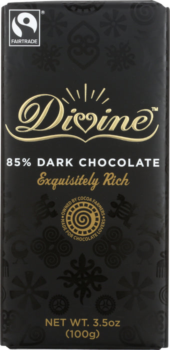 DIVINE CHOCOLATE: Chocolate Bar Dark 85%, 3.5 oz - No Brand For Less 