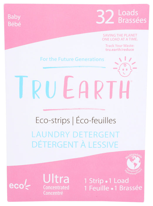 TRU EARTH: Eco Strips Laundry Detergent Baby, 32 ea