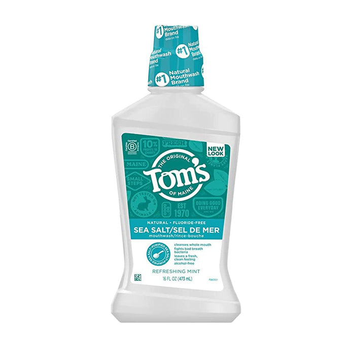 TOMS OF MAINE: Mouthwash Refreshing Mint Sea Salt, 16 oz