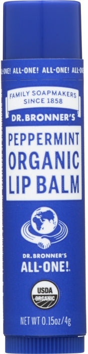 DR BRONNER'S: Organic Peppermint Lip Balm, 0.15 oz - No Brand For Less 