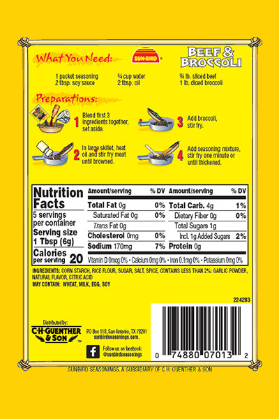 SUNBIRD: Mix Ssnng Beef Broc, 1 oz