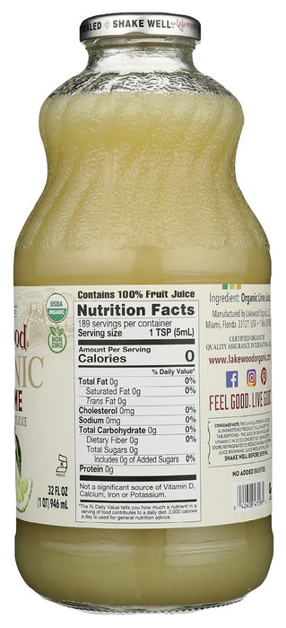 LAKEWOOD: Organic Pure Lime Juice, 32 oz