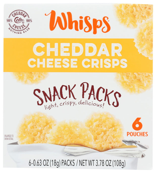 WHISPS: Cheddar Cheese Crisps 6 Count Box, 3.78 oz