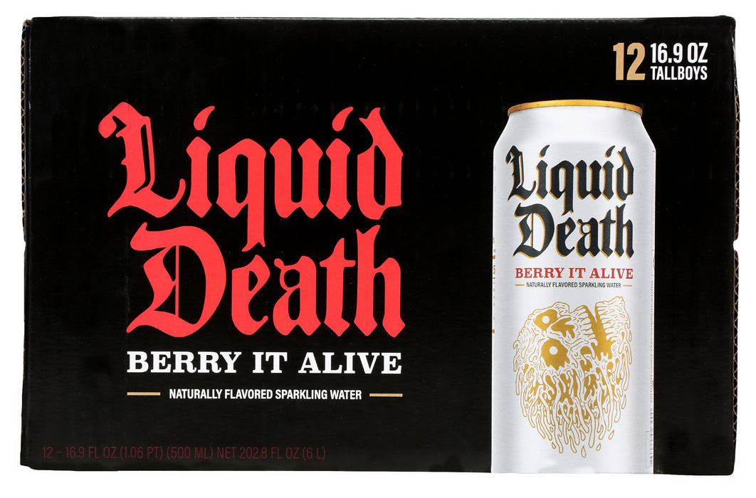 LIQUID DEATH: Berry It Alive Sparkling Water 12pk, 202.8 fo