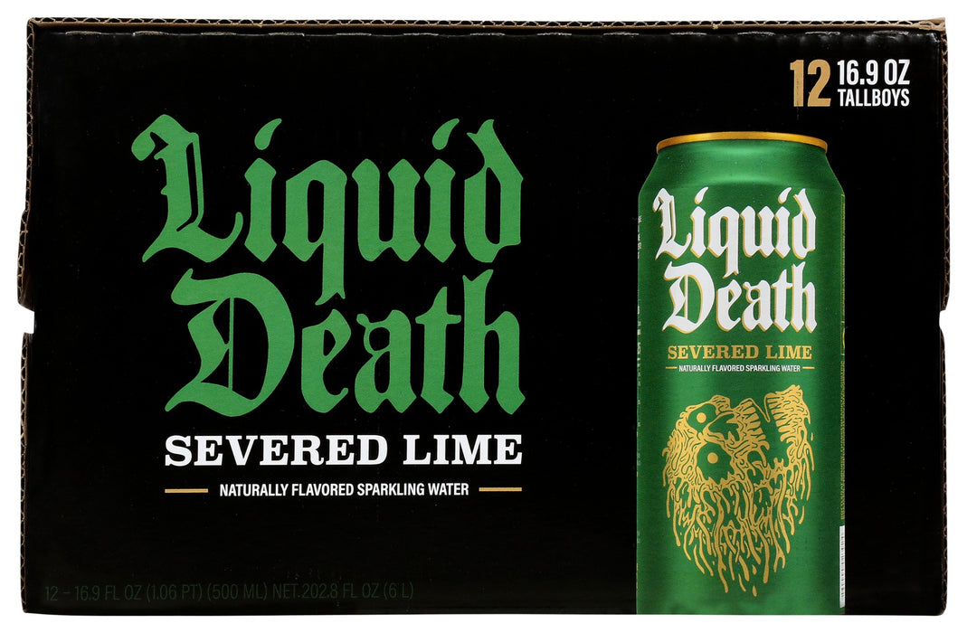 LIQUID DEATH: Severed Lime Sparkling Water 12pk, 202.8 fo