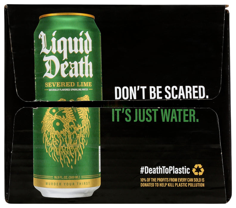 LIQUID DEATH: Severed Lime Sparkling Water 12pk, 202.8 fo