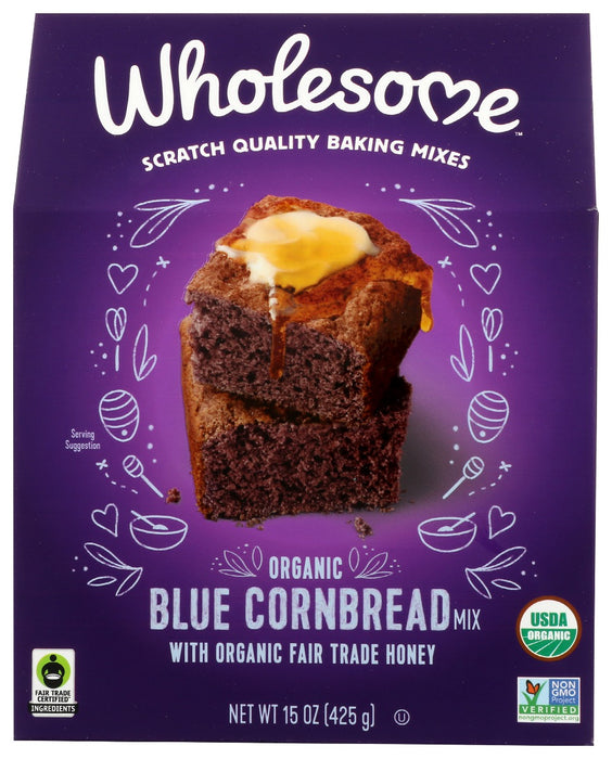 WHOLESOME: Mix Cornbread Blue Corn, 15 oz