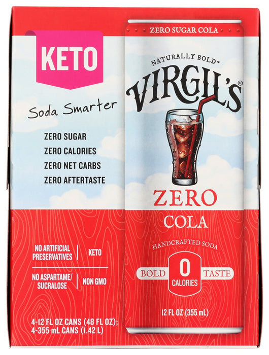 VIRGILS: Cola Zero Sugar 4Pk, 48 fo