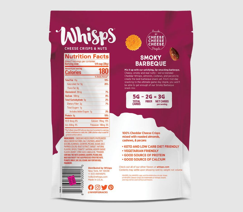 WHISPS: Smoky Barbeque Cheese Crisps and Nuts, 5.75 oz