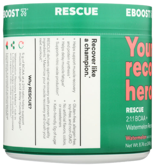 EBOOST: Rescue Vegan BCAA Watermelon, 8.74 oz - No Brand For Less 