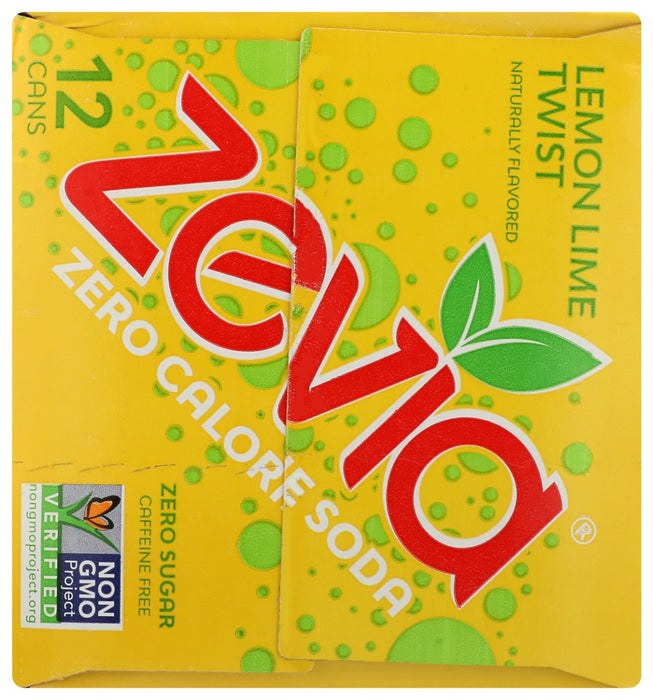 ZEVIA: Zero Calorie Lemon Lime Twist Soda, 144 fo